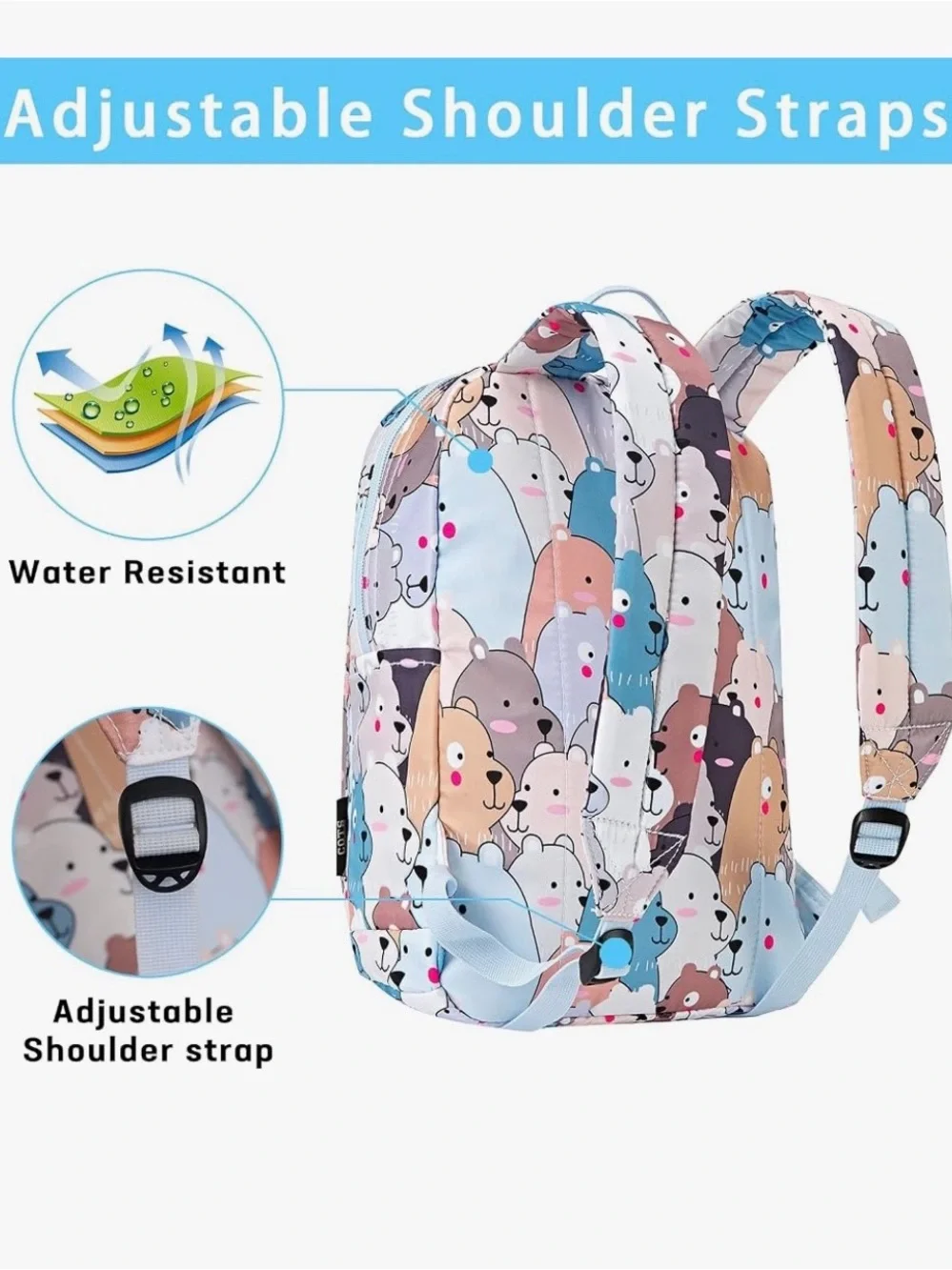 NWT COTS Kids Bear Print Mini Backpack in Pastel Blues & Neutrals